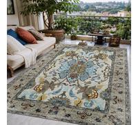 VARIKASHOM Tapis sous Tables de Chevet, 60 x 120 cm, Motifs Floraux orientaux Bleu Beige Marron Rouge Gris, Tapis Decoration pour Salon Chambre, Salle de Bain, Couloir Cuisine,