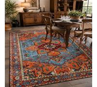 VARIKASHOM Tapis sous Tables de Chevet, 60 x 120 cm, Rouge Oriental Bleu Orange Beige, Tapis Decoration pour Salon Chambre, Salle de Bain, Couloir Cuisine,