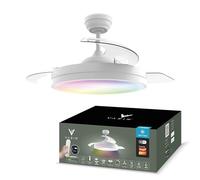 Varin® Ventilateur Plafond avec Lumiere Intelligent, Plafonnier Ventilateur Silencieux pour Chambre, Tuya Wi-Fi, LED 30W RGBW, Ø 50 cm, Télécommande, 3000K à 6000K, Bois Clair
