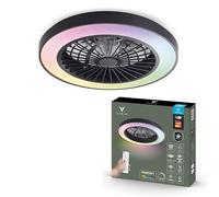 Varin® Ventilateur Plafond avec Lumiere Intelligent, Plafonnier Ventilateur Silencieux pour Chambre, Tuya Wi-Fi, LED 30W RGBW, Ø 50 cm, Télécommande, 3000K à 6000K, Noir