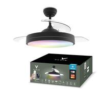 Varin® Ventilateur Plafond avec Lumiere Intelligent, Plafonnier Ventilateur Silencieux pour Chambre, Tuya Wi-Fi, LED 30W RGBW, Ø 50 cm, Télécommande, 3000K à 6000K, Bois de Noyer