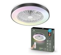 Varin® Ventilateur Plafond avec Lumiere Intelligent, Plafonnier Ventilateur Silencieux pour Chambre, Tuya Wi-Fi, LED 30W RGBW, Ø 50 cm, Télécommande, 3000K à 6000K, Blanc