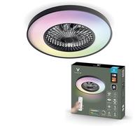 Varin® Ventilateur Plafond avec Lumiere Intelligent, Plafonnier Ventilateur Silencieux pour Chambre, Tuya Wi-Fi, LED 30W RGBW, Ø 50 cm, Télécommande, 3000K à 6000K, Noir