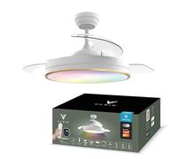 Varin® Ventilateur Plafond avec Lumiere Intelligent, Tuya Wi-Fi, Ø 50 cm, Plafonnier Ventilateur avec 4 Douilles E27 (Sans Ampoules), Télécommande, Bambou Noir