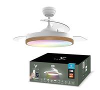 Varin® Ventilateur Plafond avec Lumiere Intelligent, Tuya Wi-Fi, Ø 50 cm, Plafonnier Ventilateur avec 4 Douilles E27 (Sans Ampoules), Télécommande, Bambou Naturel