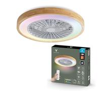 Varin® Ventilateur Plafond avec Lumiere Intelligent, Tuya Wi-Fi, Ventilateur Plafond Silencieux 20 dB, LED 36W RGBW, Télécommande, Pales Rétractables, Ø 50 cm/108 cm, Noir