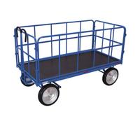 VARIOfit VARIOfit Chariot à plateaux avec 4 parois en treillis tubulaire, pneus pleins 1 540 × 740 mm, charge 1 000 kg Quantité:1