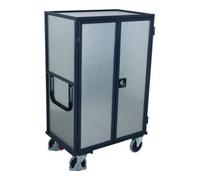 VARIOfit VARIOfit Chariot ESD à étages soudé fixe 1,045 × 685 mm, parois en tôle d'acier, porte battante double Quantité:1