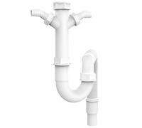 VARIOSAN Siphon à tube flexible 11497, 1 1/2 ", 2 raccords 1", pour évier, lave-vaisselle et machine à laver