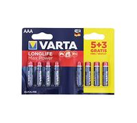 Varta 4706101428 Pile Alcaline Max Life (Max Tech) Longlife Max, Style AAA LR3, Paquet de 5 + 3 Batteries - Conception peut Varier, Pack d’économies, Promotionnel