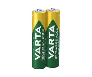 Varta 5703B Piles Rechargeables AAA NiMH 1.2V 1000mAh, Pack de 2, Dimensions 10.5 x 44.5 mm, Packaging Blister PET