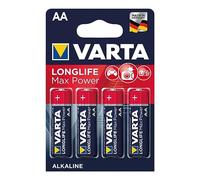 VARTA LONGLIFE Max Power Lot de 4 piles alcalines au manganèse AA LR6 1,5 V 2600 mAh