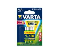 Varta Longlife Pack de 2 Piles Rechargeables AA NiMH 1.2V 2100 mAh Standard, blister de 2 unités, poids 26g, référence 56706-101-402