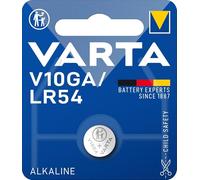 Batterie Alcaline Varta V10GA (LR54) 1.5V, Pile Bouton 11.6mm x 3.05mm, Conditionnement Blister (1 unité), Technologie Alcaline, Poids 1.18g
