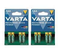 Varta Lot de 2 x 4 piles rechargeables rechargeables AAA - 2 utilisations - 550 mAh - Préchargées - 1,2 V NiMH