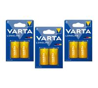 VARTA Lot de 3 Blisters de 2 Piles Longlife 4114 Baby C LR14