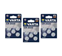 Varta Lot de 3 Blisters Pack de 5 Piles Boutons Lithium CR2025 3V