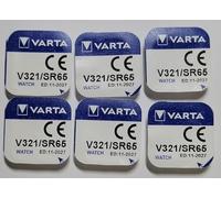 VARTA Lot de 6 Piles oxyde argent pour montres V321 (SR65) 1,55 Volt