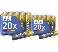 VARTA Piles 20x AA & 20x AAA, lot de 40, Power on Demand, Alcaline, Mix Pack, Emballage écologique, idéal pour Les Accessoires informatiques, Smart Home, Made in Germany