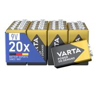 VARTA Piles 9V, Lot de 20, Power on Demand, alcalines | 6LP3146 9 V, Made in Germany, conservation jusqu'à 10 ans, pour détecteur de fumée, détecteur incendie, détecteur incendie