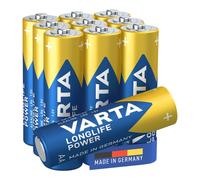 VARTA Piles AA, Lot de 10, Longlife Power, alcalines | LR6 1,5 V, Made in Germany, conservation jusqu'à 10 ans, pour console de jeux, brosse à dents, souris, manette