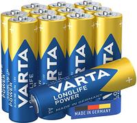 VARTA Piles AA, lot de 12, Longlife Power, Alcalines, 1,5V, adaptées aux jouets, souris sans fil, lampes de poche, Made in Germany