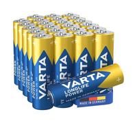 VARTA Piles AA, lot de 24, Longlife Power, Alcalines, 1,5V, Cube, emballage recyclé à 90%, adaptées aux jouets, souris sans fil, lampes de poche, Made in Germany