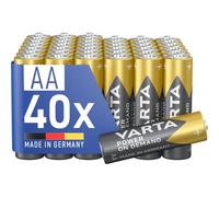 VARTA Piles AA, Lot de 40Vorratspack, Power on Demand, alcalines, 1,5 V | Mignon-Piles LR6, Made in Germany, conservation jusqu'à 10 ans, pour accessoires informatiques, appareils smart home