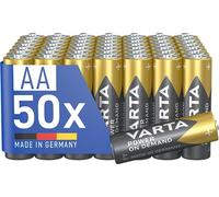VARTA Piles AA, lot de 50, Power on Demand, Alcalines, 1,5V, pack de stockage, pour accessoires informatiques, smart home, lampes de poche, Made in Germany