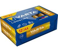 VARTA Piles AA, paquet de 12, Longlife Power, alcalines, 1,5V, Cube, emballage recyclé à 90%, adaptées pour les télécommandes, les réveils, les radios, les horloges murales, Made in Germany