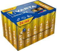 VARTA Piles AA, paquet de 24, Longlife Power, alcalines, 1,5V, Cube, emballage recyclé à 90%, adaptées pour les télécommandes, les réveils, les radios, les horloges murales, Made in Germany