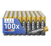 VARTA Piles AAA, Lot de 100, Power on Demand, alcalines | LR03 1,5 V, Made in Germany, conservation jusqu'à 10 ans, pour accessoires informatiques, appareils smart home