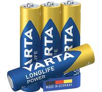 VARTA Piles AAA, lot de 4, Longlife Power, Alcalines, 1,5V, adaptées aux jouets, souris sans fil, lampes de poche, Made in Germany