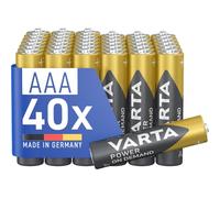 VARTA Piles AAA, Lot de 40Vorratspack, Power on Demand, alcalines, 1,5 V | Micro-Piles LR03, Made in Germany, conservation jusqu'à 10 ans, pour accessoires informatiques, appareils smart home