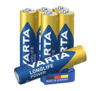VARTA Piles AAA, lot de 6, Longlife Power, Alcalines, 1,5V, emballage recyclé à 90%, adaptées aux jouets, souris sans fil, lampes de poche, Made in Germany