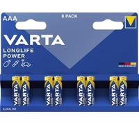 VARTA Piles AAA, lot de 8, Longlife Power, Alcalines, 1,5V, adaptées aux jouets, souris sans fil, lampes de poche, Made in Germany