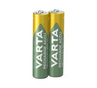 VARTA Piles AAA, rechargeables, Lot de 2, Recharge Accu Recycled | 800 mAh pile Ni-MH, Format HR03 1,2 V, préchargées, sans effet mémoire, en matériau recyclé à 25 %, LED-Lampe torche