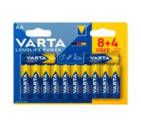 Varta Piles AA Longlife Power – Alcalines 1,5V, emballage 90% recyclé – 8+4 (lot de 12)