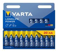 Varta Piles AA Longlife Power Alcalines 1,5V emballage 90% recyclé – Lot de 20