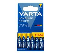 VARTA Piles AAA, lot de 6, Longlife Power, Alcalines, 1,5V, emballage recyclé à 90%, adaptées aux jouets, souris sans fil, lampes de poche, Made in Germany