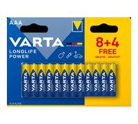 VARTA Piles AAA, lot de 12, Longlife Power, Alcalines, 1,5V, adaptées aux jouets, souris sans fil, lampes de poche, Made in Germany