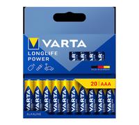 Varta Piles alcalines Longlife Power AAA 1,5V – Lot de 20 – Emballage 90% recyclé