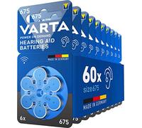 VARTA Piles auditives type 675, bleu, lot de 60, Power on Demand batteries pour Amplificateur Appareil Auditif, pour Aide Auditive, Made in Germany [Exclusif sur Amazon]
