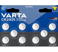Varta Piles bouton CR2025 Lithium 3V, lot de 10, emballage sécurisé (montres, clés, télécommandes)
