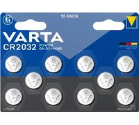 Varta Piles Bouton CR2032 – 3V Lithium – Lot de 10 – Emballage sécurisé pour montres, clés