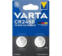 VARTA Piles Bouton CR2450, lot de 2, Lithium Coin, 3V, emballage sécurisé pour les enfants, pour petits appareils électroniques - clés de voiture, télécommandes, balances