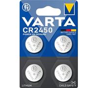 VARTA Piles Bouton CR2450, Lot de 4, Power on Demand, Lithium, 3 V