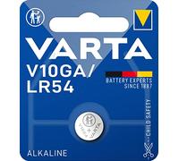 Batterie Alcaline Varta V10GA (LR54) 1.5V, Pile Bouton 11.6mm x 3.05mm, Conditionnement Blister (1 unité), Technologie Alcaline, Poids 1.18g