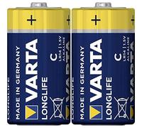 VARTA Piles C Baby, lot de 2, Longlife, Alcalines, 1,5V, adaptées aux télécommandes, réveils, radios, horloges murales, Made in Germany