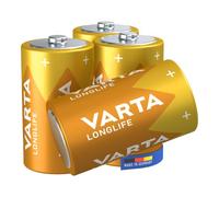 VARTA Piles D, Lot de 4, Longlife, alcalines 1,5 V | Format LR20, Made in Germany, conservation jusqu'à 10 ans, pour télécommande, horloge murale, radio, réveil ou lampe torche